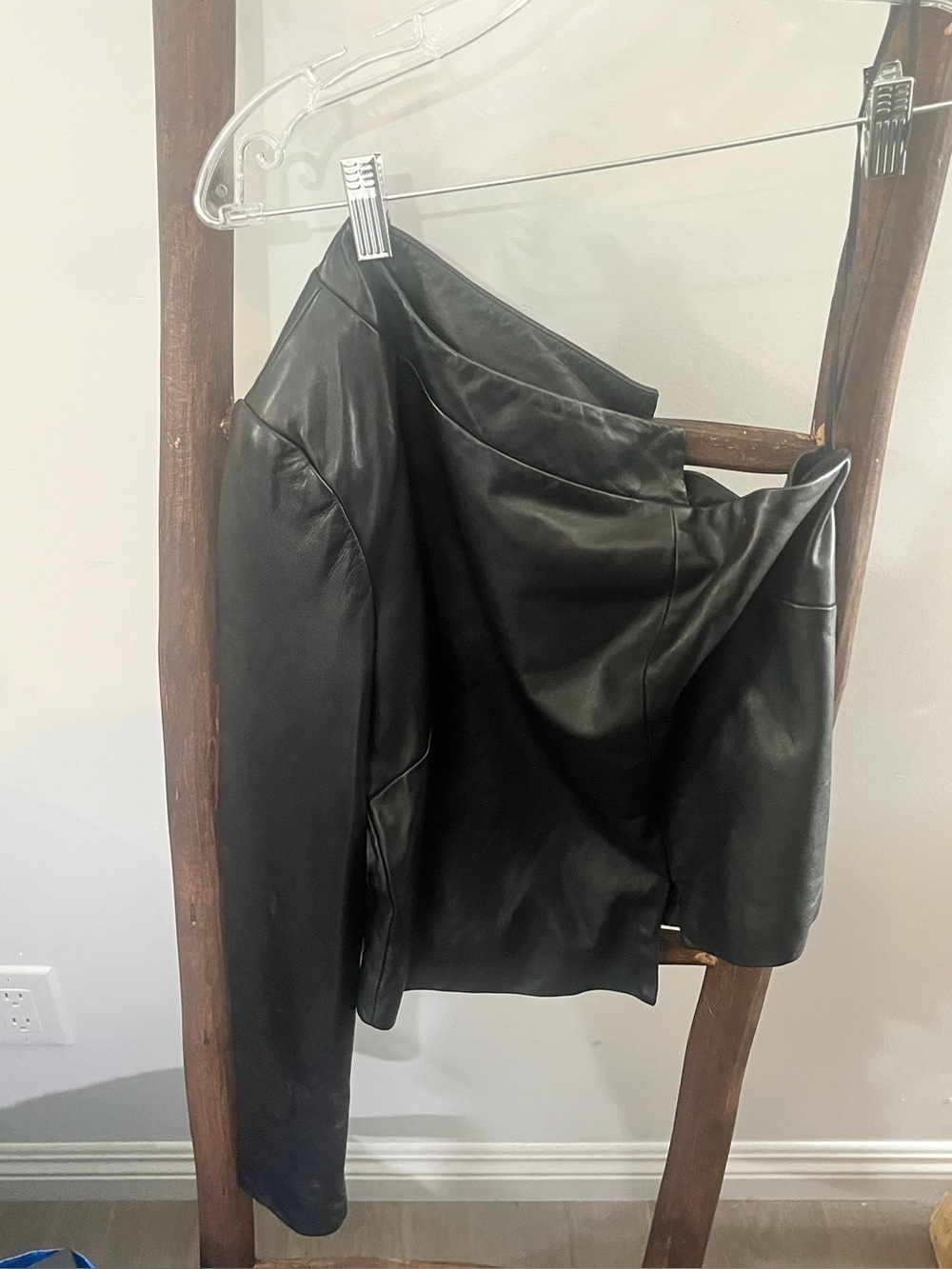 Michelle Mason Black Leather Women's Top